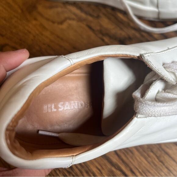 Jil Sander White Leather Sneakers Made in Italy Size 36 - Picture 5 of 7